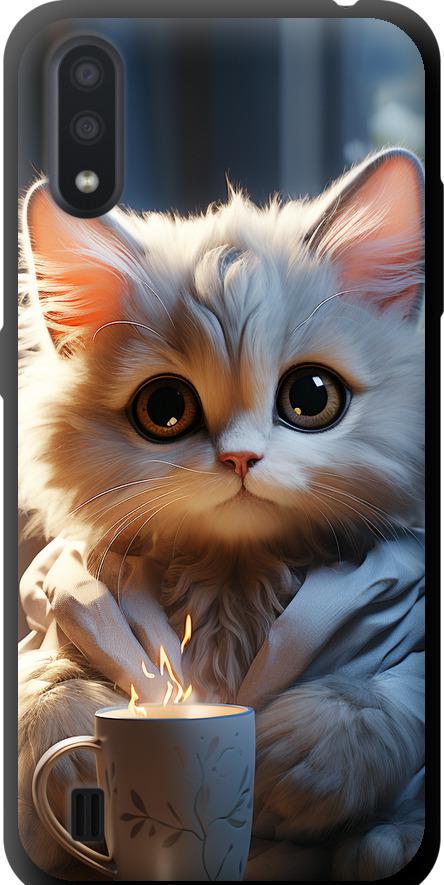 Чехол на Samsung Galaxy A01 A015F White cat (5646b-1842-42517)