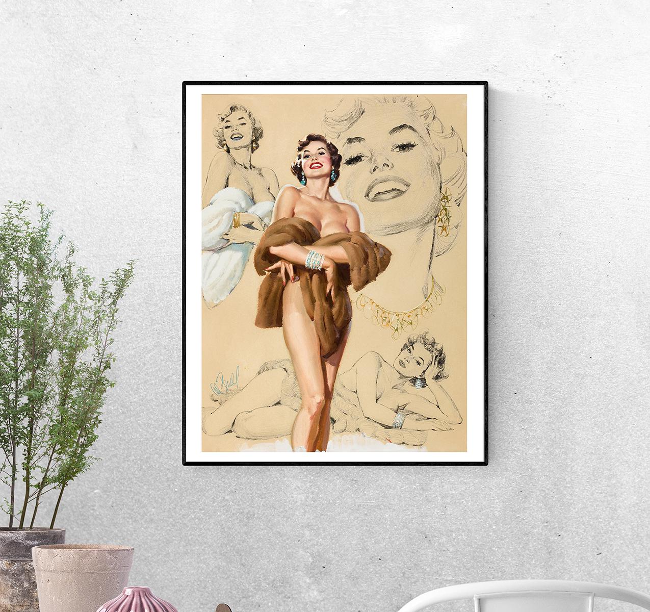 Постер в меховой накидке формат А-5 (pin_up0004004_Poster)