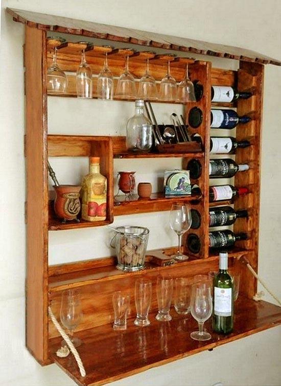 Полка для вина настенная из дерева Хорокана Охра (ПНК-011004)