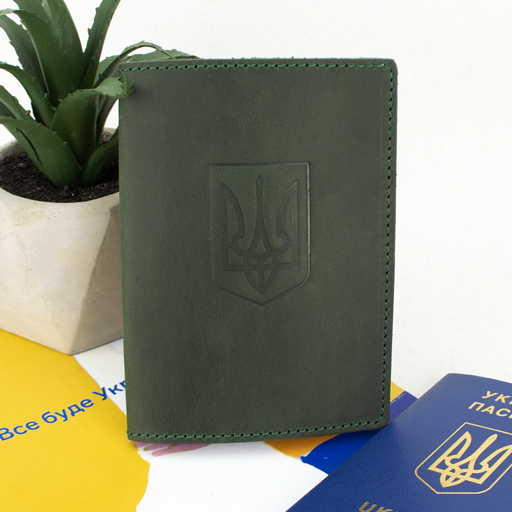 Обложка на паспорт кожаная HandyCover патриотическая Зеленый (1837208017)