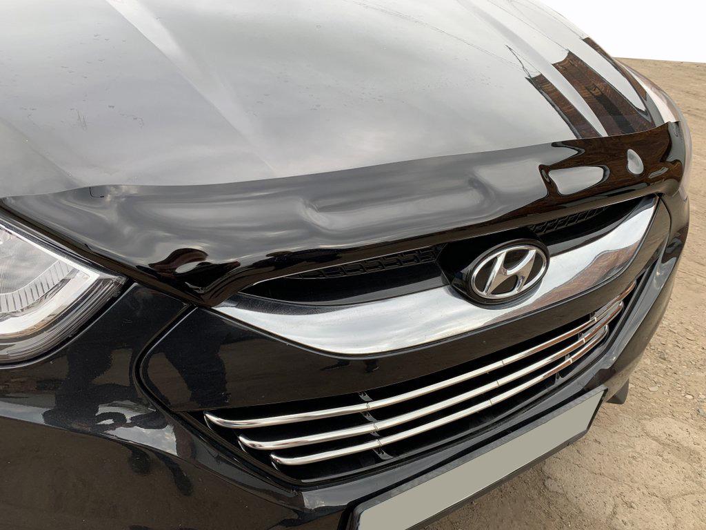 Дефлектор капота HIC для Hyundai IX-35 2010-2015 гг. поликарбонат Черный