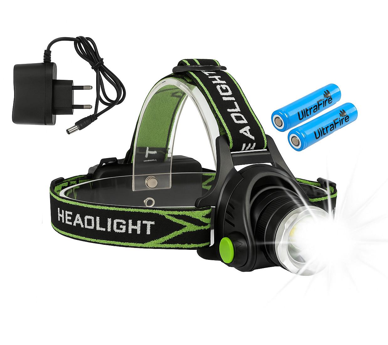 Фонарь налобный HeadLamp LED с линзой до 100 м 2х18650 (32006941)
