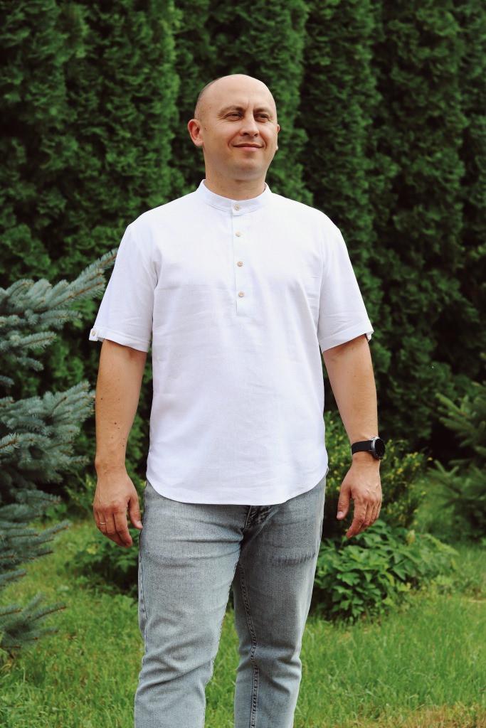 Рубашка мужская льняная М/L Белый (0001858-М/L) - фото 5