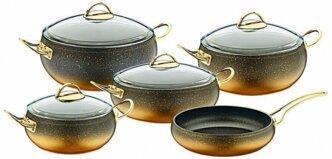 Набор посуды OMS 3024 9 пр. Золотистый - фото 3 Набор посуды OMS 3024 9 пр. Золотистый - фото 3