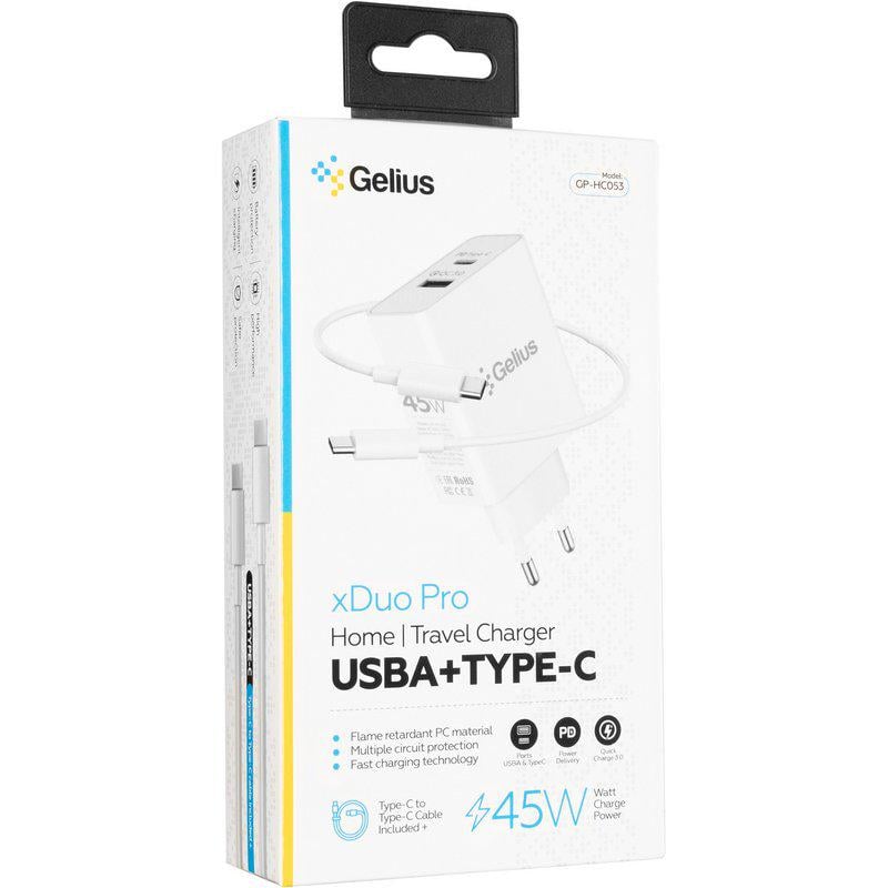 Зарядний пристрій мережевий Gelius X-Duo PRO 45W GP-HC053 Type-C/Type-C White (92355) - фото 10 Зарядний пристрій мережевий Gelius X-Duo PRO 45W GP-HC053 Type-C/Type-C White (92355) - фото 10