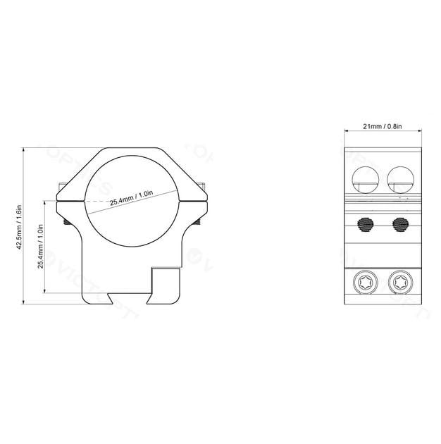 Кольца Vector Optics 25,4 мм средние на ласточкин хвост (5003652) - фото 3