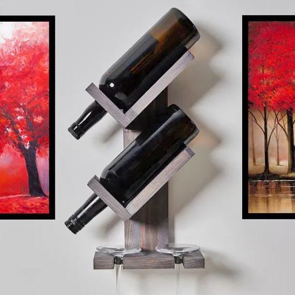 Полка для вина настенная из дерева Хатиро 2 Лофира (ПНК-220939)