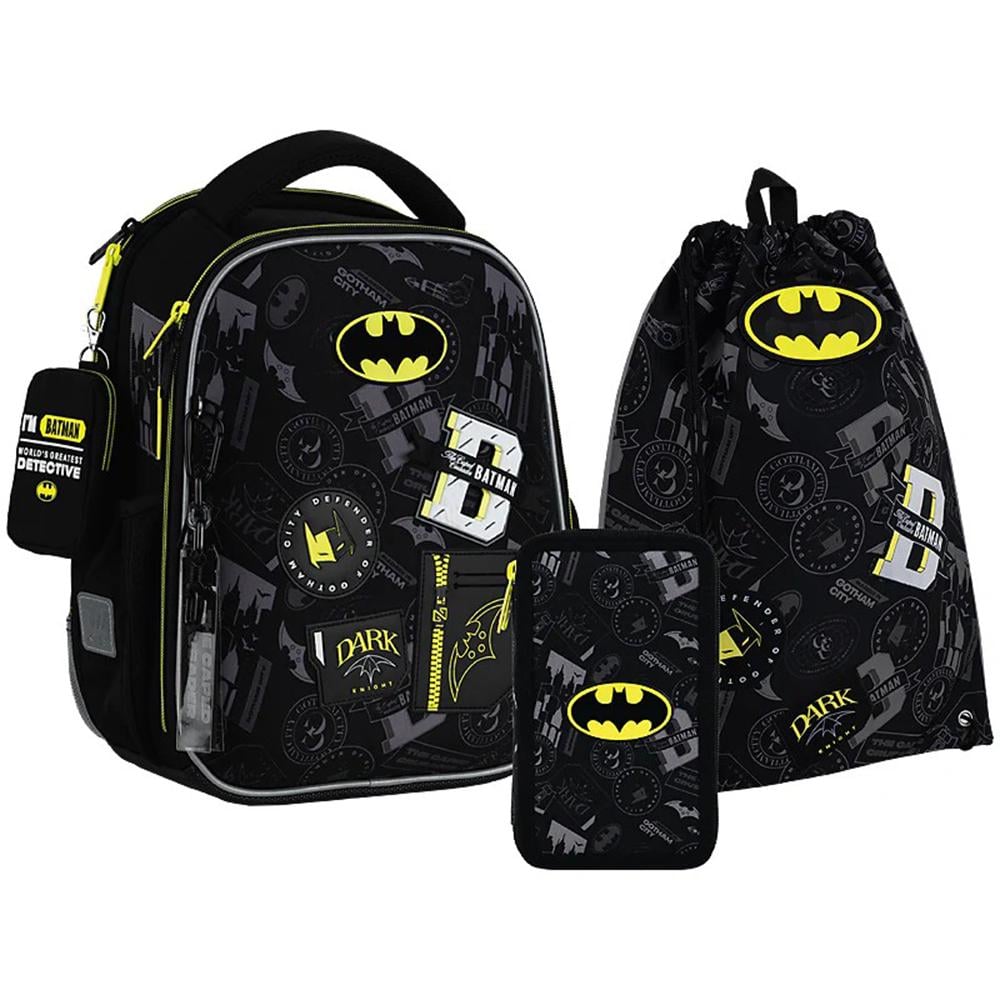 Шкільний набір KITE DC Batman рюкзак/пенал/сумка для взуття (SET_DC25-555S)