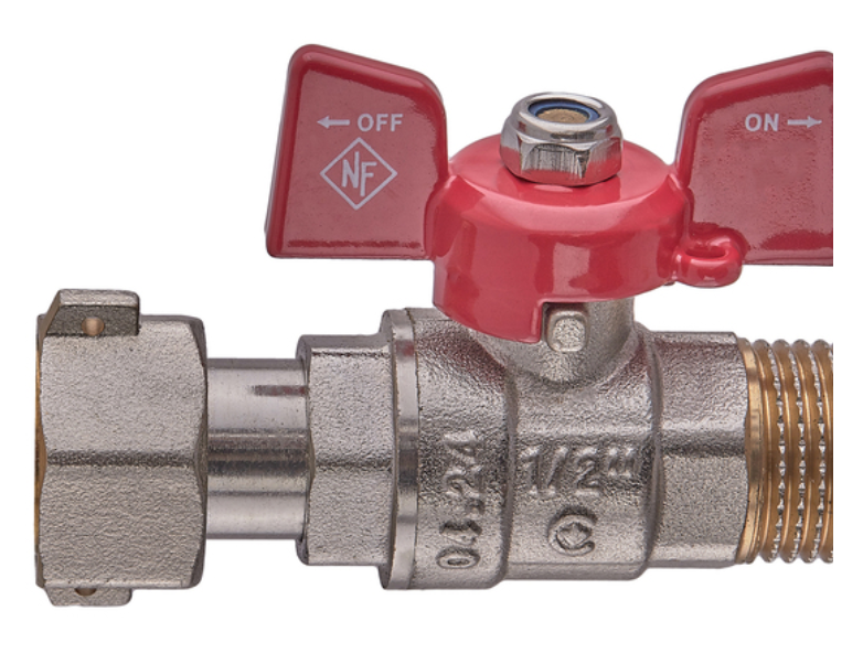 Кран шаровой Nolf classic NFC.821-06-1/2" FM ГШМ с накидной гайкой В/С ручка бабочка латунь Красный (OL-NF3153)