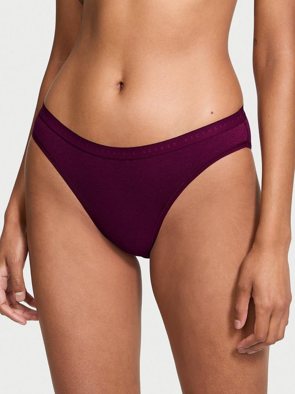 Трусики женские Victoria's Secret Stretch Cotton Bikini L Бордовый (2361842942)