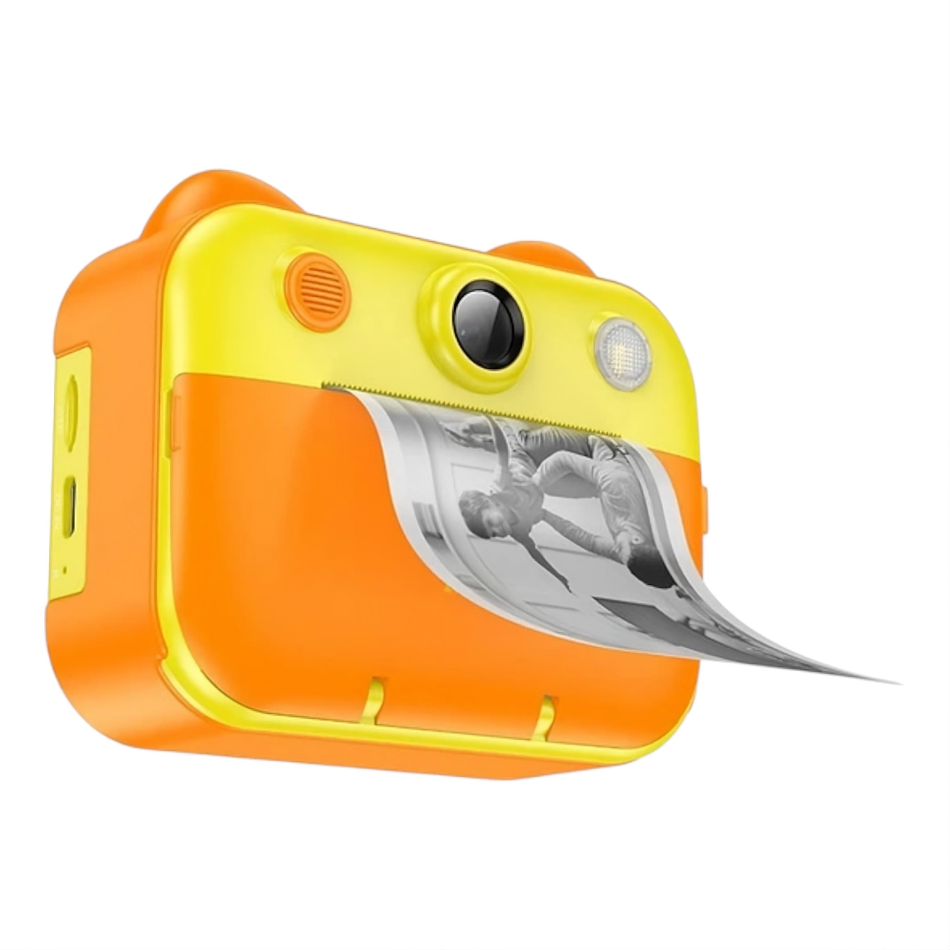 Электронный фотоаппарат детский Hoco DV204 с двумя объективами и мгновенной печатью 2.4" IPS Желто-оранжевый (30775182)