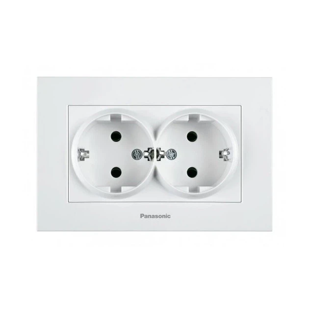 Розетка двойная Panasonic Karre Plus 55 с заземлением Белый (22820-е)