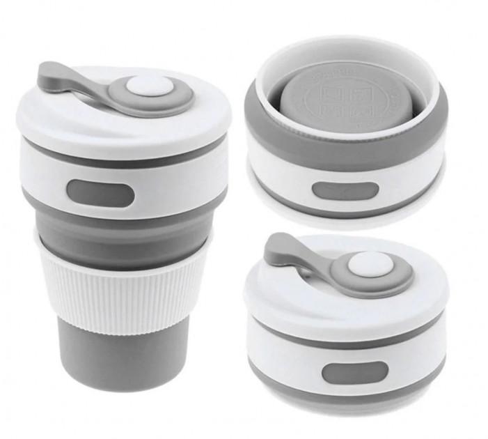 Складной силиконовый стакан Collapsible Coffe Cup 350 мл R30043 Серый (eac9c7ed) - фото 2