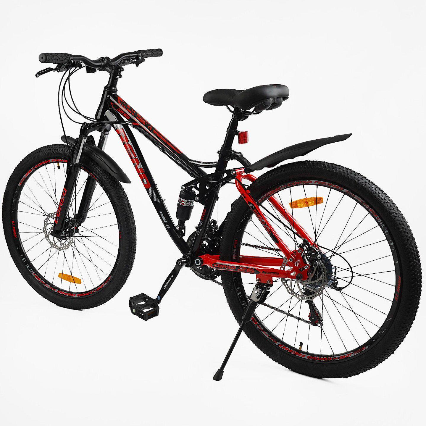 Велосипед горный двухподвесной Corso Rend 26"/15" Черно-красный (799510613) - фото 3 Велосипед горный двухподвесной Corso Rend 26"/15" Черно-красный (799510613) - фото 3