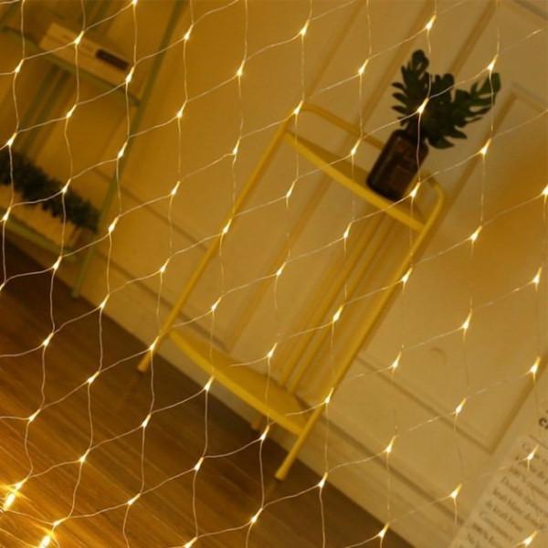 Гирлянда-сетка уличная от сети прозрачный шнур 2х2 м 120LED Золотой (1000-RV81G) - фото 6 Гирлянда-сетка уличная от сети прозрачный шнур 2х2 м 120LED Золотой (1000-RV81G) - фото 6