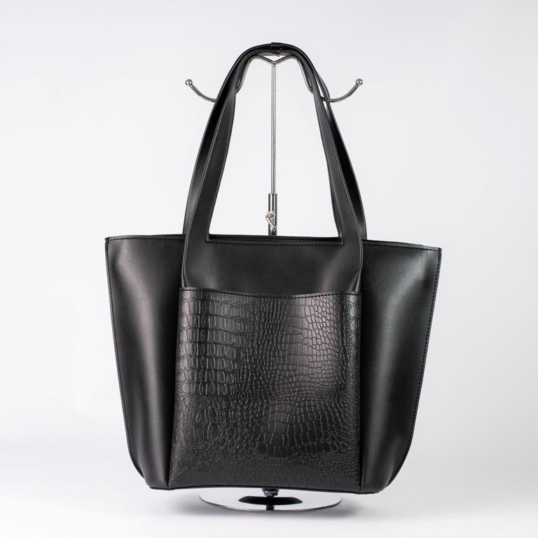 Сумка женская тоут из глаткой экокожи XENIA № 46-21 Черный крокодил - фото 1 Сумка женская тоут из глаткой экокожи XENIA № 46-21 Черный крокодил - фото 1