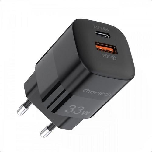 Зарядний пристрій Choetech PD5006-EU-BK 1хUSB-C 1xUSB 33 W PD QC3,0 Чорний (568707) - фото 2