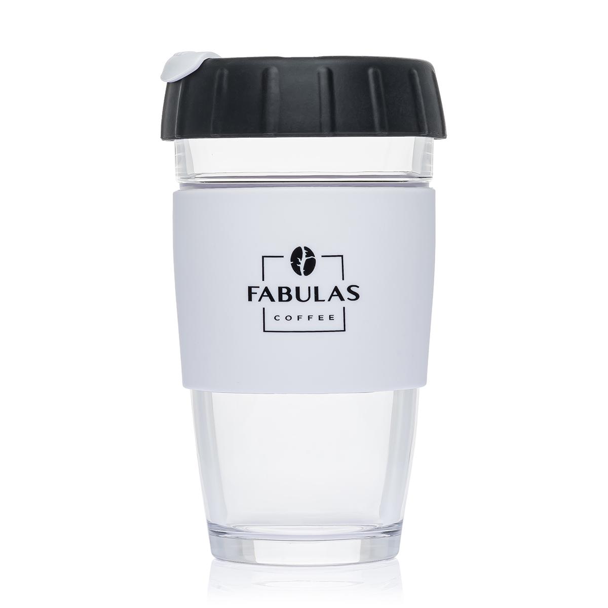 Чашка Fabulas Glass/Silicone с крышкой 450 мл Черный с белым (3198)