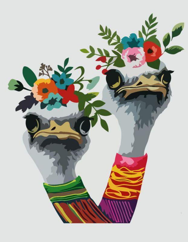 Картина по номерам Rosa Страусы в окне 35х45 см (N00013209)