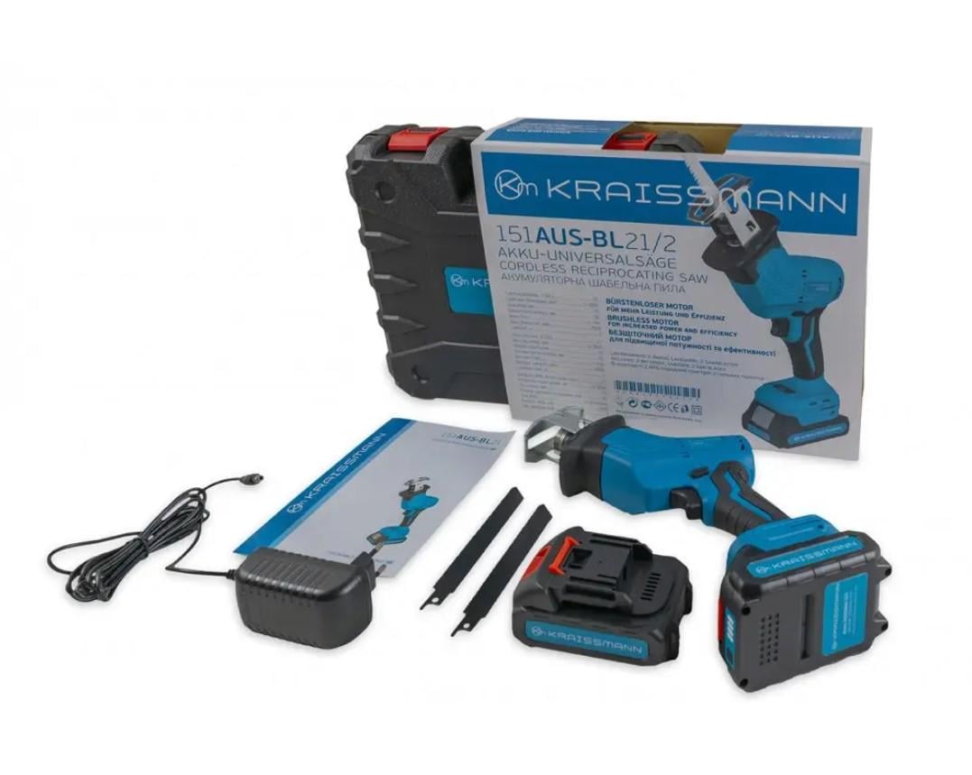 Шабельна пила акумуляторна KRAISSMANN 151 AUS-BL 21/2 - фото 2 Шабельна пила акумуляторна KRAISSMANN 151 AUS-BL 21/2 - фото 2