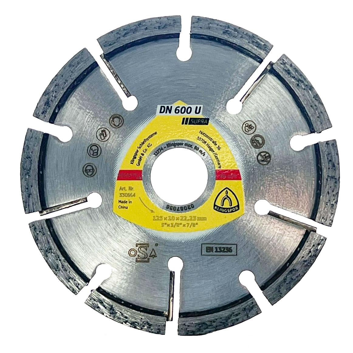 Диск алмазний для прочищення швів Klingspor 125х10х22,23 мм DN600U Supra (330664)