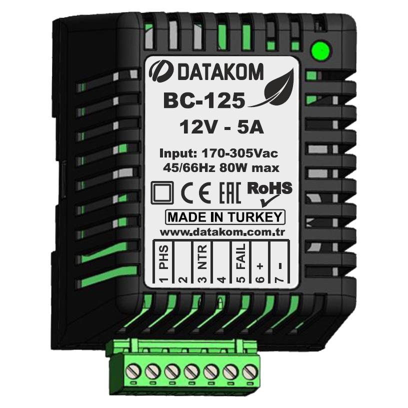 Зарядний пристрій акумулятора DATAKOM BC-125 12 В 5А DIN rail