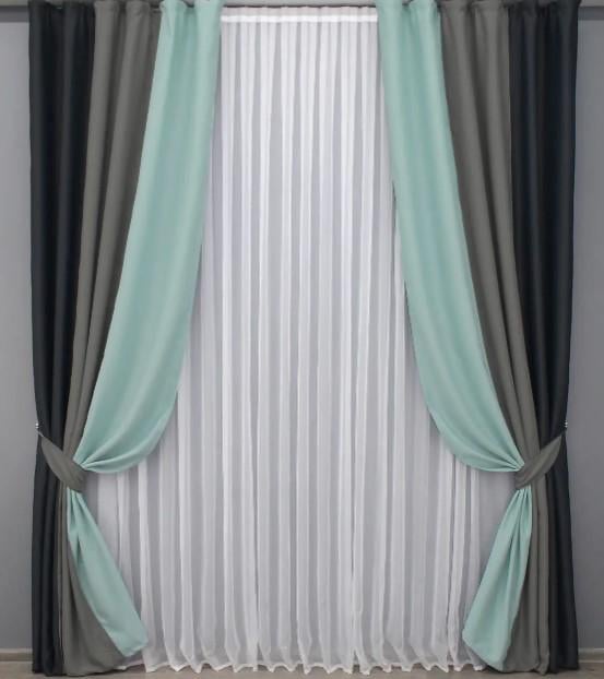 Комплект штор блекаут 1,5х2,7 м 2 шт. Графитовый/Серый/Фисташковый (016дк/793-905-958ш)