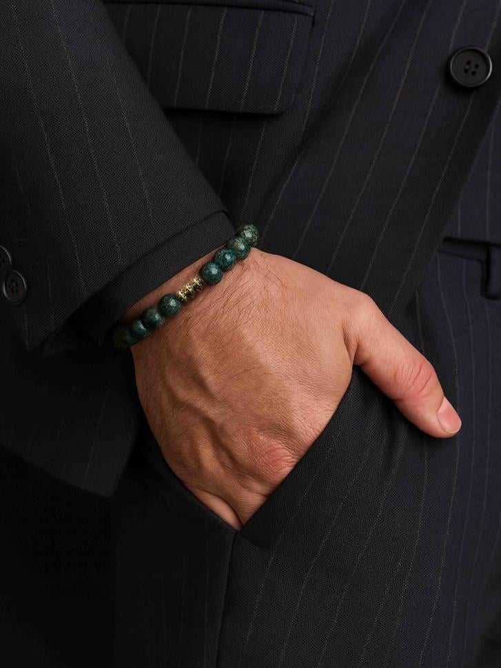 Браслет мужской из натурального камня яшма кабамба (4679)