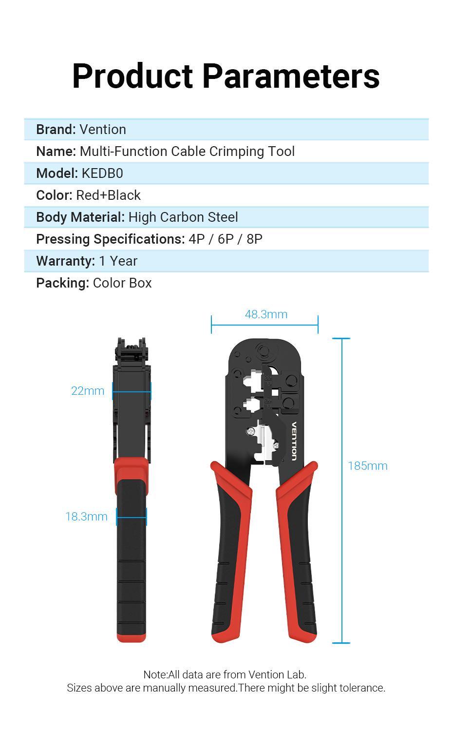 Кримпер Vention 8P 6P 4P для кабеля Cat 5e/6 185 мм (29516835) - фото 4
