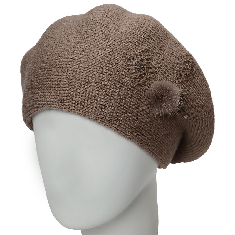 Берет женский Lirus Дреда шерстяной двойной Темно-пудровый (164065)