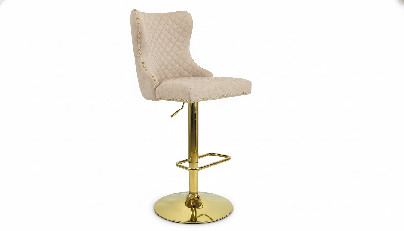 Барный стул LORD стеганый бархат Золотой/Бежевый (33521964)
