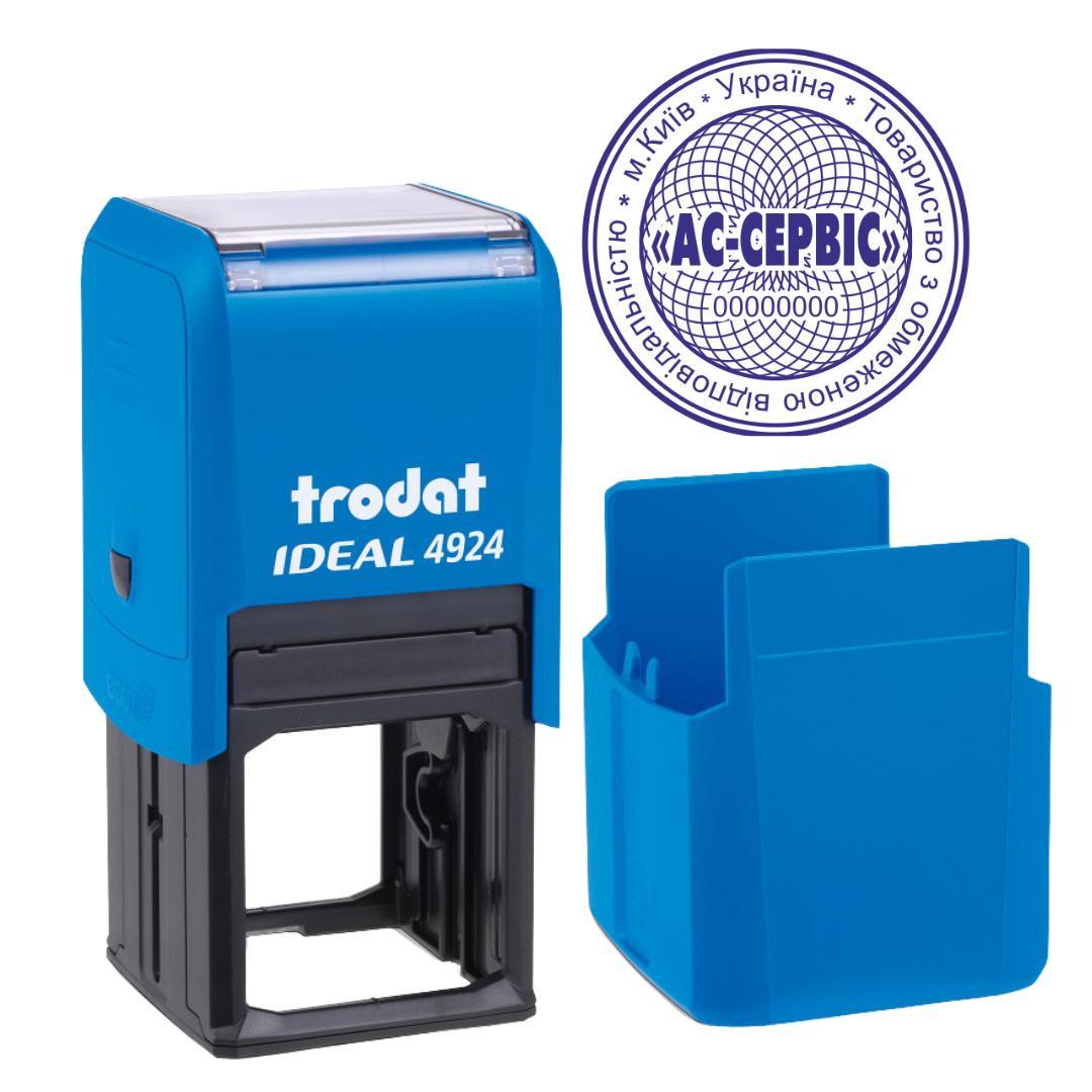 Печать ТОВ на автоматическом оснащении Trodat 4924 d 40 мм с колпачком Голубой (ООО18/4924/BU)