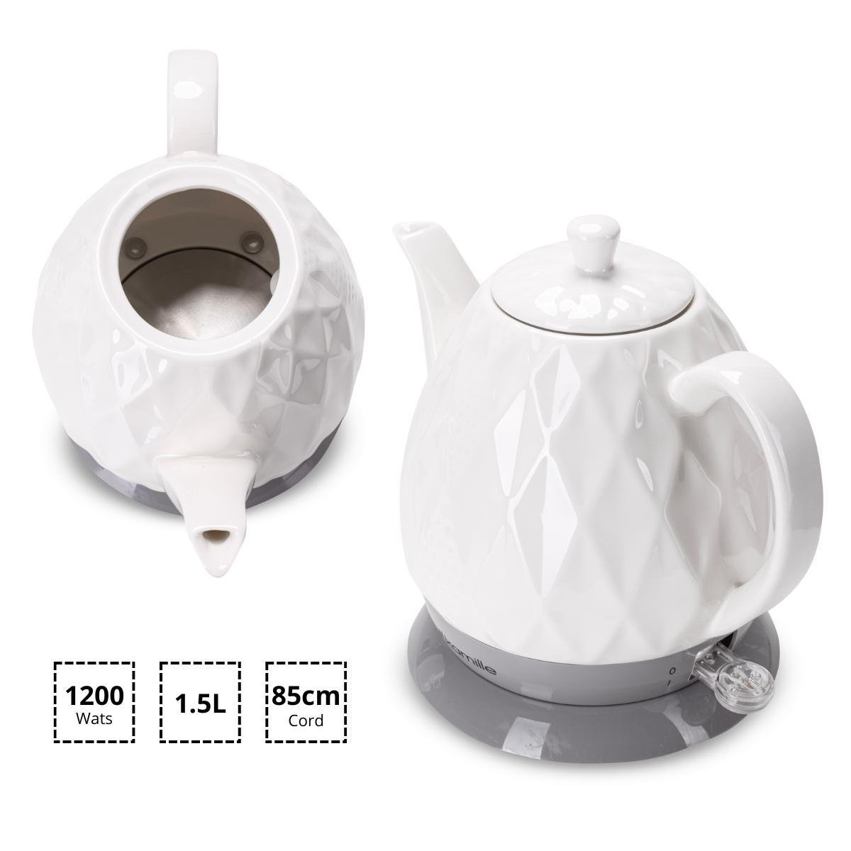Електрочайник на підставці Kamille KM-1727 керамічний із фіксованою ручкою 1200 W 1,5 л Біло-сірий (124-84-1727) - фото 4 Електрочайник на підставці Kamille KM-1727 керамічний із фіксованою ручкою 1200 W 1,5 л Біло-сірий (124-84-1727) - фото 4