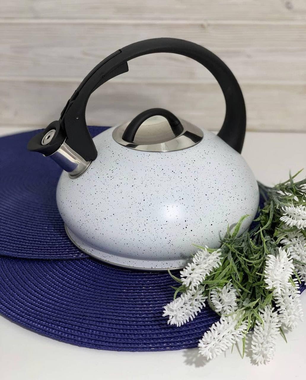 Чайник с свистком для индукционной плиты Edenberg EB-8812 мраморное покрытие 3 л Белый (2530556597)