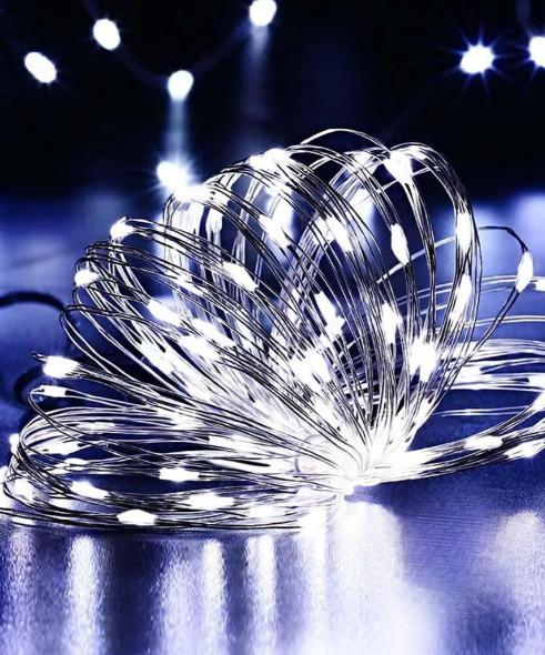 Гирлянда Роса на солнечной батарее 300 LED 30 м Белый (FFJ00139)