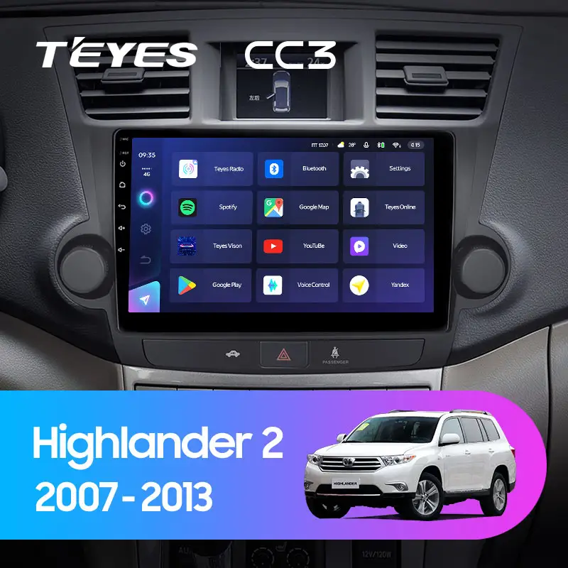 Автомагнітола штатна Teyes CC3 для Toyota Highlander 2 XU40 2007-2013 варіант F2 10" Android (1799685038) - фото 3