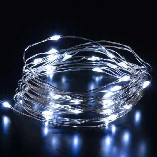 Гірлянда світлодіодна новорічна Роса 50 LED на батарейках 5 м Білий (150-41-Роса 1977-03)