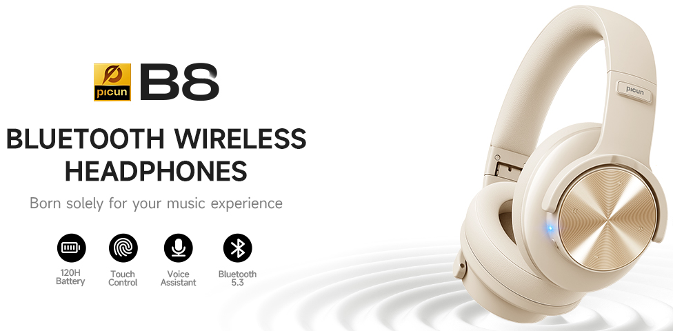 Наушники с микрофоном Picun b8 Bluetooth Beige - фото 7 Наушники с микрофоном Picun b8 Bluetooth Beige - фото 7
