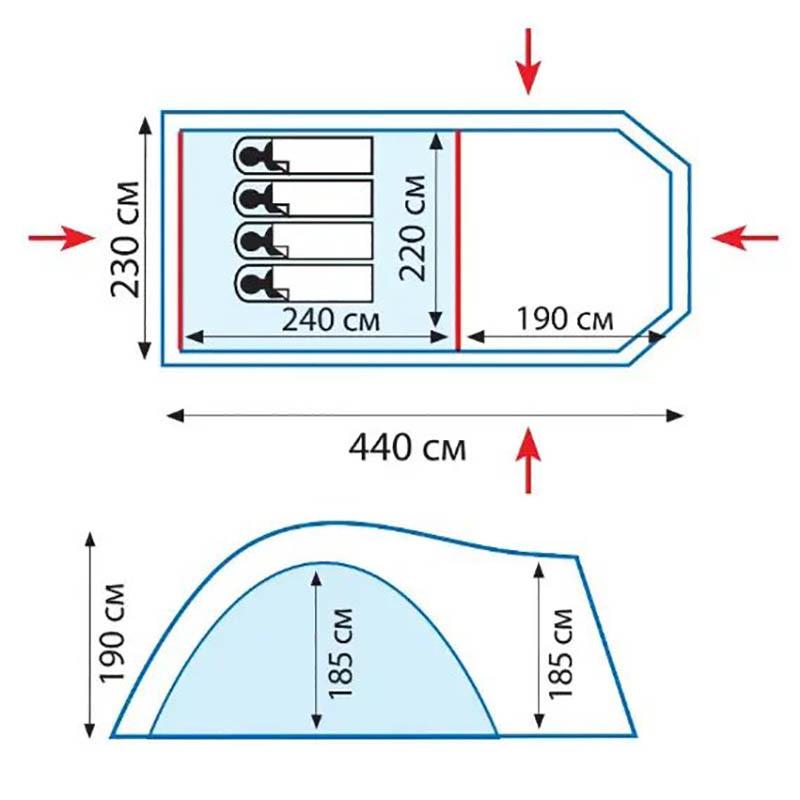 Палатка четырехместная Tramp Anaconda 4 v2 (TRT-078) - фото 2