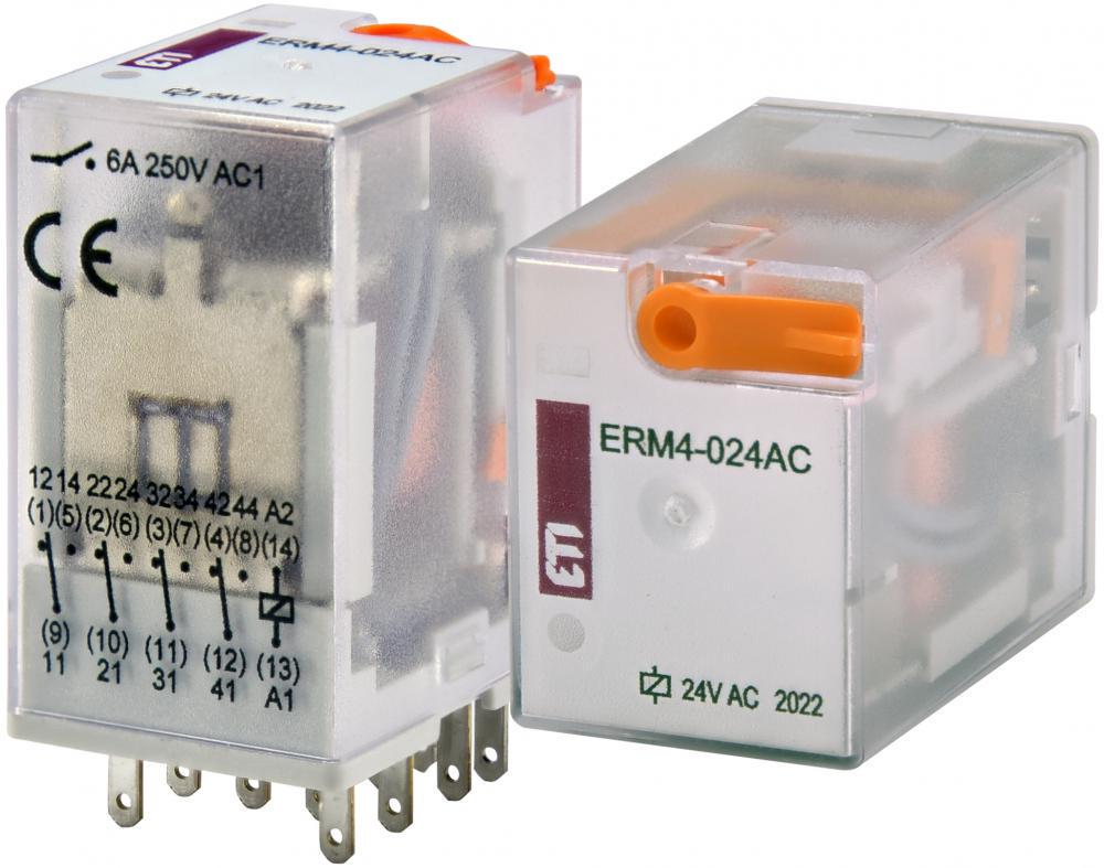 Реле промежуточное ETI ERM4-024AC 6A 4к 24V AC ERM4 (2473008)