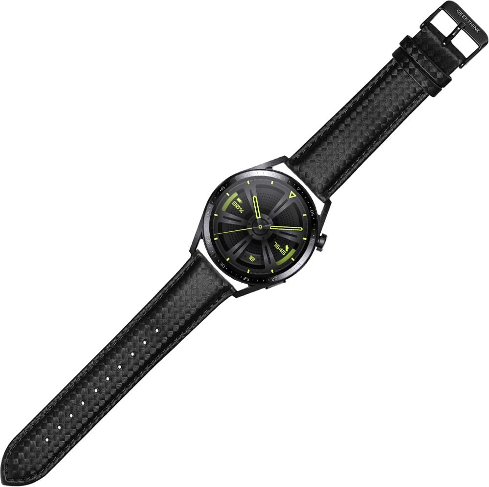 Ремешок кожаный Carbon для Huawei Watch GT3 46 мм Black (26144-2B)