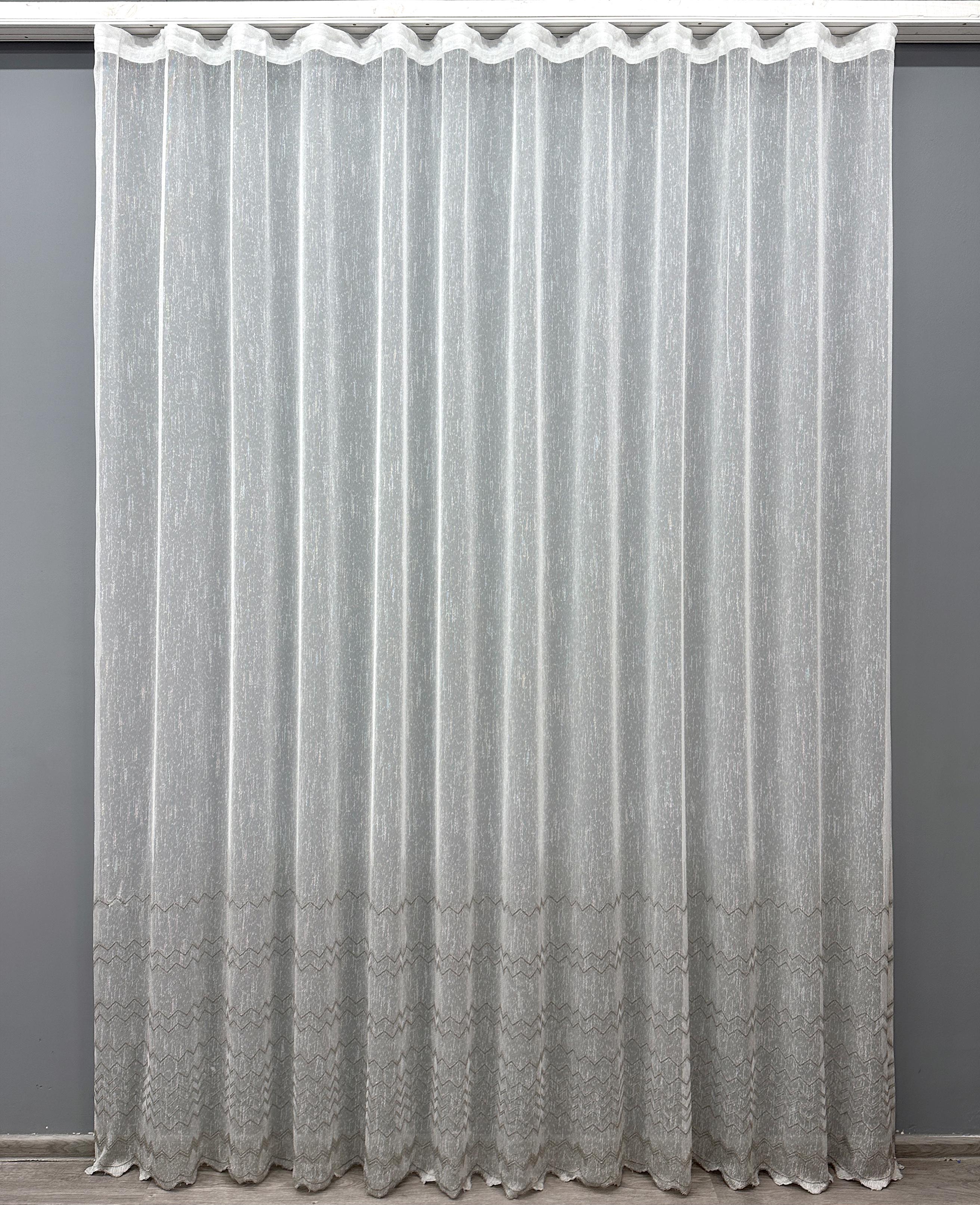 Тюль VR-Textil 1620т Льон з вишивкою та люрексом 300х270 см Молочний/Сірий (42-0576)