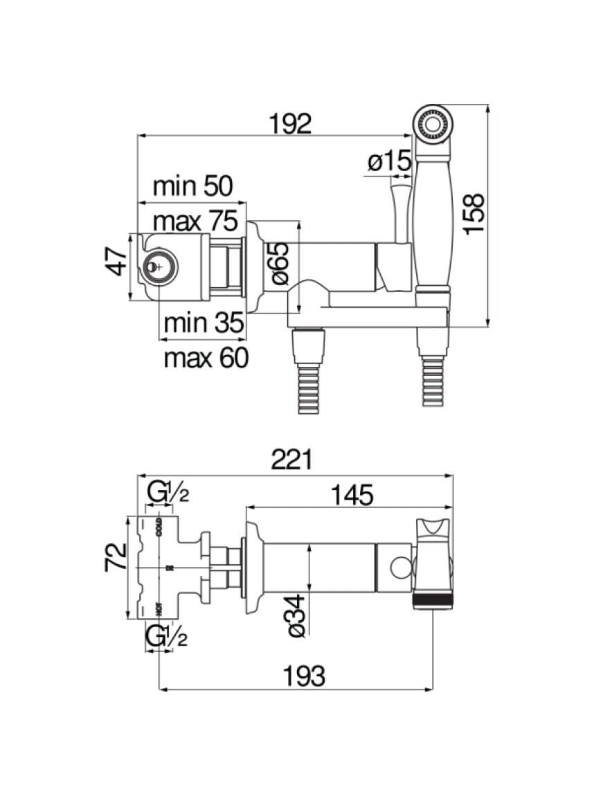 Смеситель для гигиенического душа Nobili Sanitary Fittings скрытый AV00610BR Бронзовый (193177) - фото 2