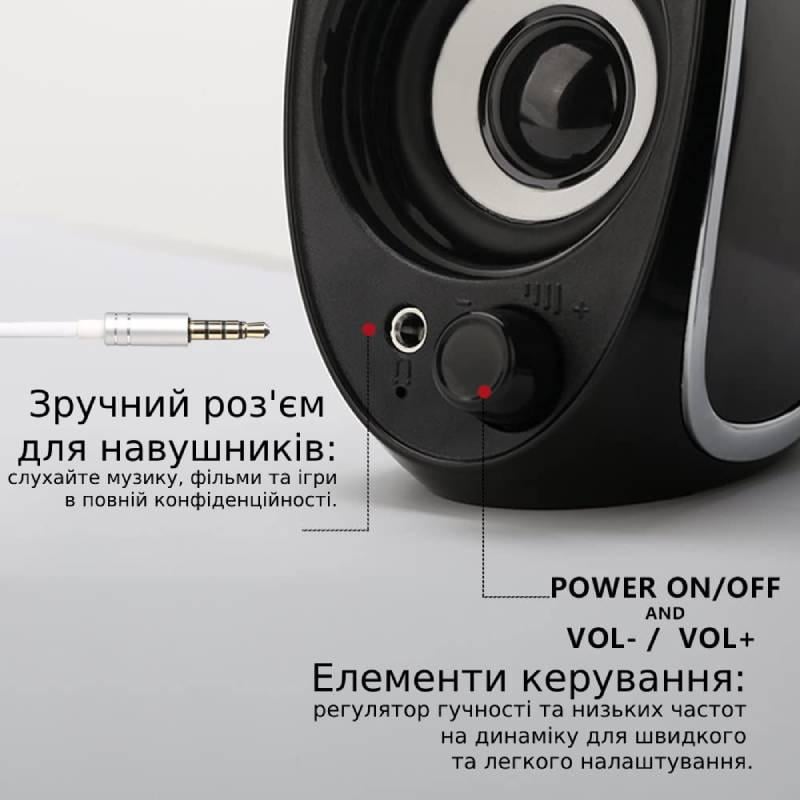 Колонки портативні комп'ютерні Bonks DX18 HI-FI USB 2x5 Вт Чорний (3309571) - фото 2