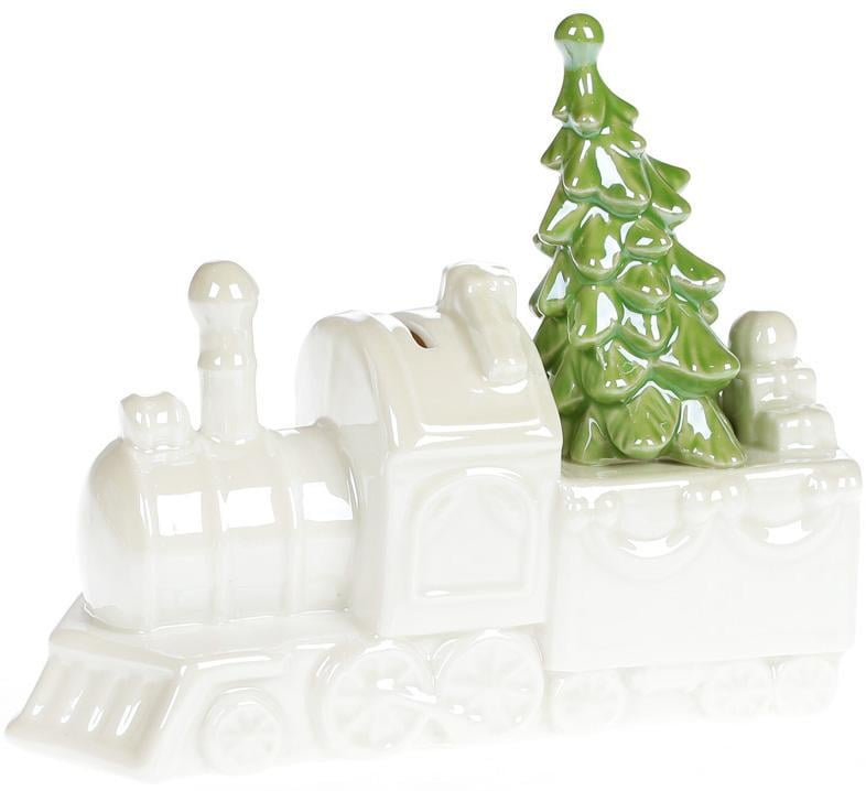 Копилка Паровоз керамическая 20х17 см Белый