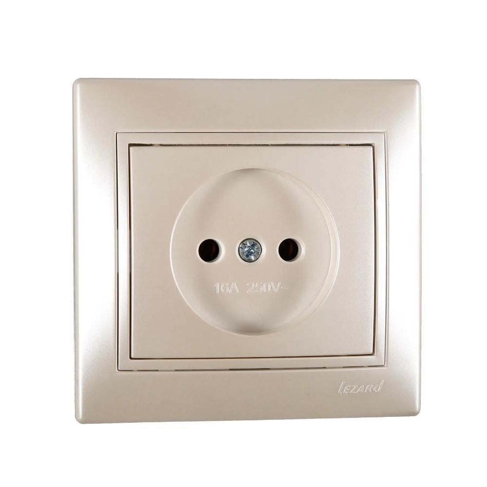 Розетка одинарная без заземления Lezard Mira перламутр со вставкой Жемчужно-белый (00000003193)