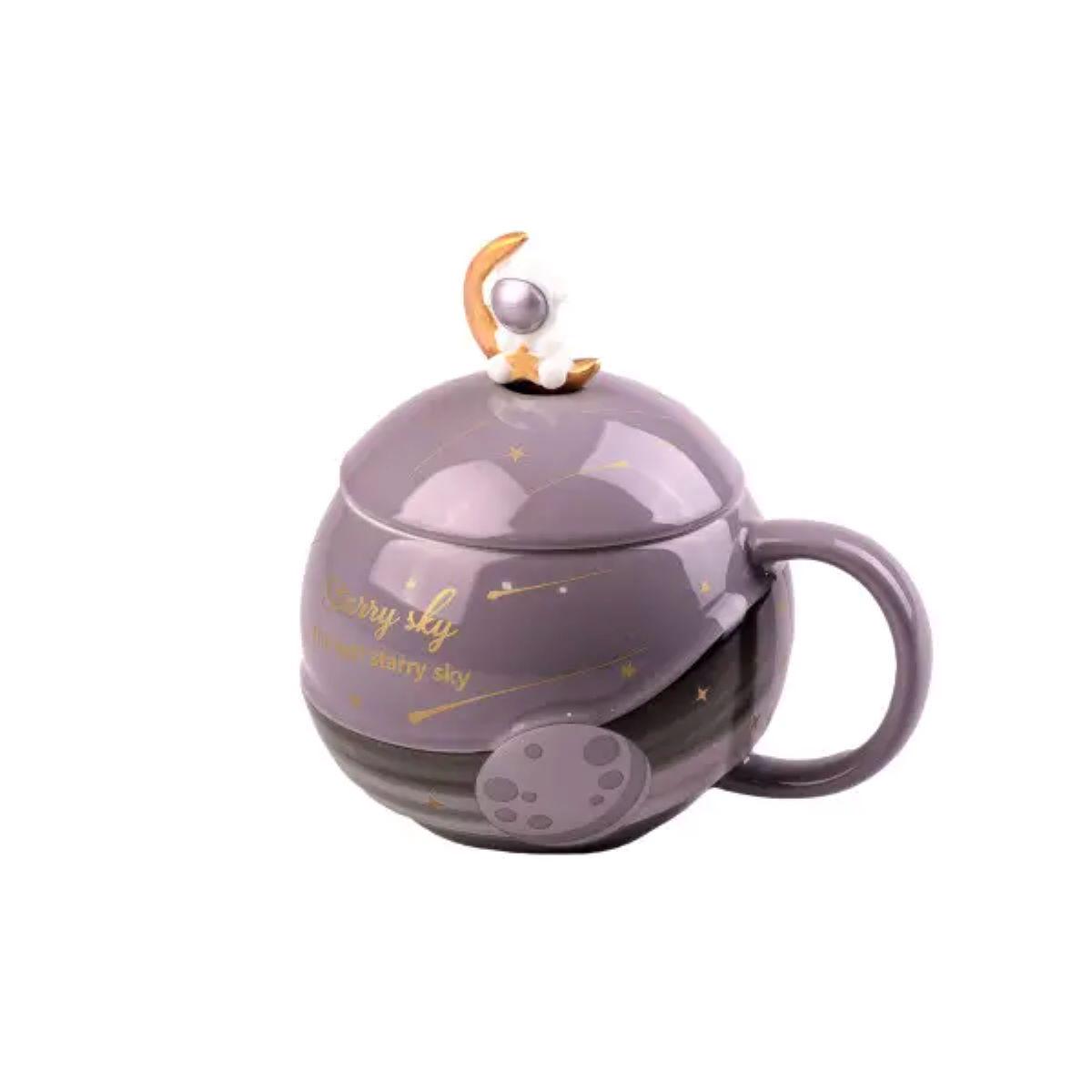 Чашка с крышкой и ложкой Lighthouse 400 мл Серый (LG-20140) (113886)