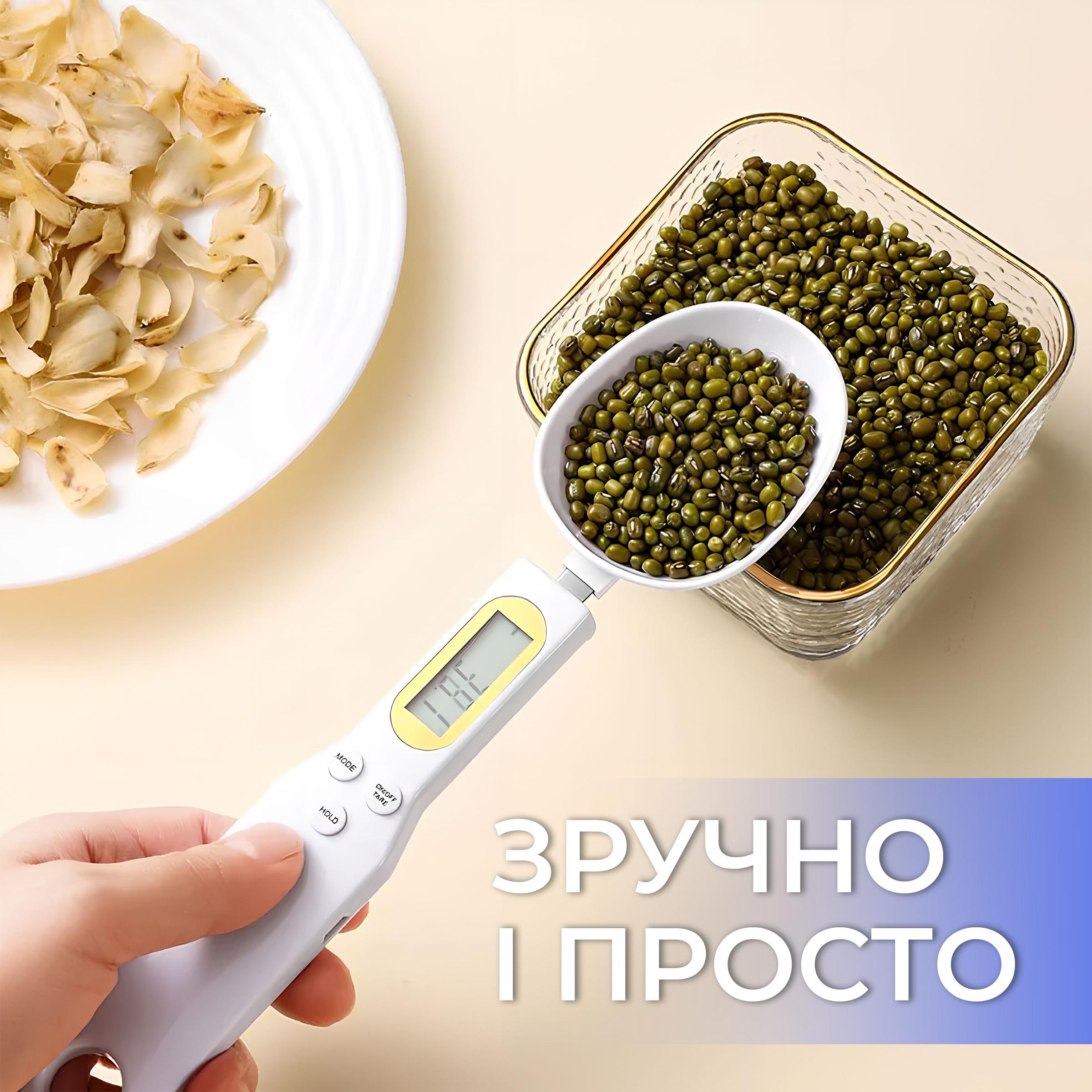 Електронна мірна ложка ваги кухонні Kayfovo ML - 2 з LCD екраном до 500 г White (29119) - фото 6
