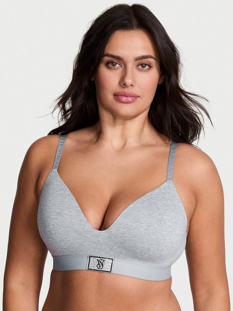Бюстгальтер Victoria's Secret Shine Patch Lightly Lined Wireless Bra 70A Сірий (2628879618961)