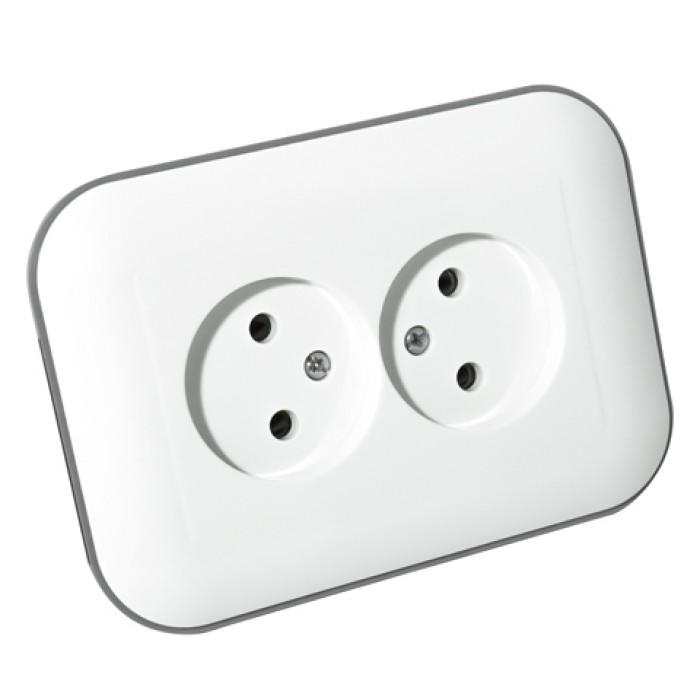 Розетка подвійна врізна Ovivo Electric Loft Білий/Сірий (10255276)
